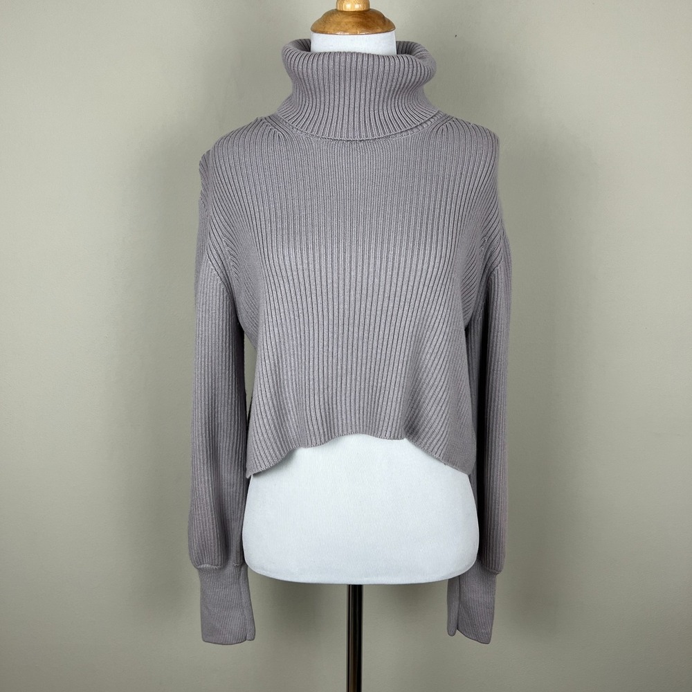 Wilfred Aritzia Sweater Small Cropped Turtleneck Merino Wool Ribbed Pullover S